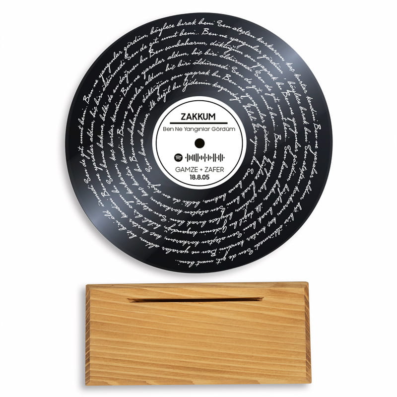 Sevgiliye Hediye Kişiye Özel Şarkı Sözü Tasarımlı Plak Tablo