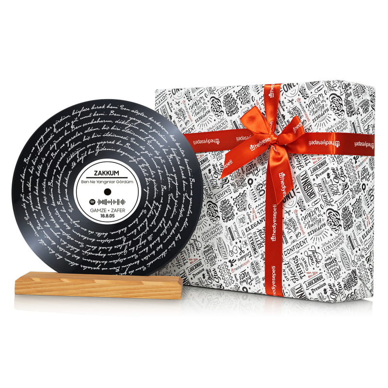 Sevgiliye Hediye Kişiye Özel Şarkı Sözü Tasarımlı Plak Tablo