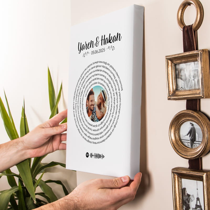 Sevgiliye Hediye Şarkı Sözü Tasarımlı Dekoratif Kanvas Tablo 30x40