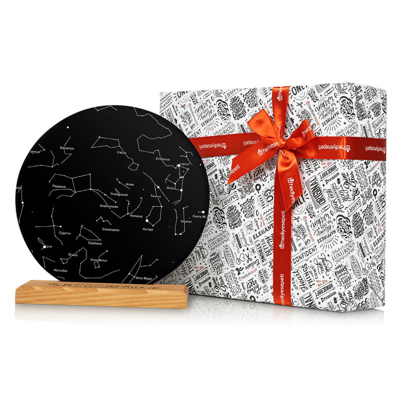 Sevgiliye Hediye Yıldız Haritası Tasarımlı Plak Tablo