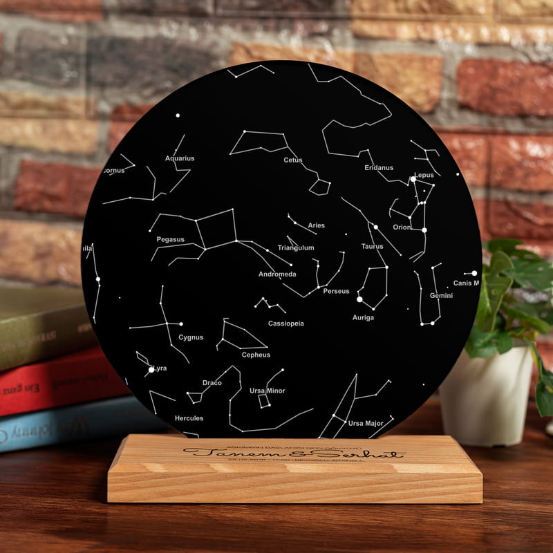 Sevgiliye Hediye Yıldız Haritası Tasarımlı Plak Tablo