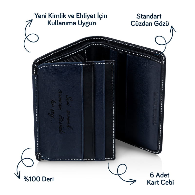 Sevgiliye Not Yazılı Spor Kartlık Cüzdan - Hakiki Deri