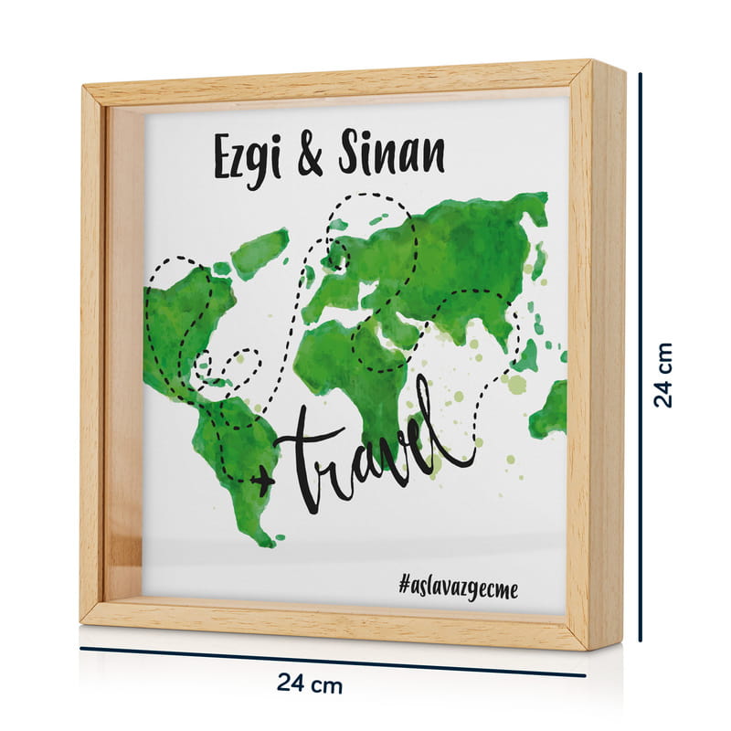 Seyahat Severlere Özel Ahşap Kumbara Kutusu