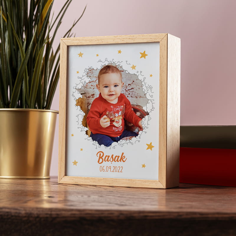 1 Yaş Doğum Günü Hediyesi Ahşap Dekoratif Led Lamba