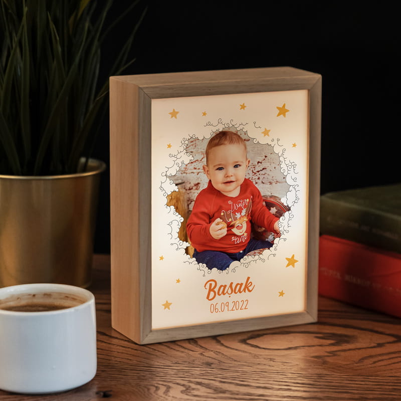 1 Yaş Doğum Günü Hediyesi Ahşap Dekoratif Led Lamba