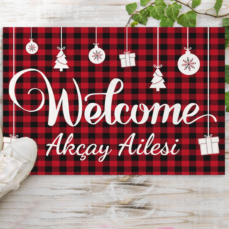 Aile İsmi Yazılı Welcome Kapı Önü Paspas