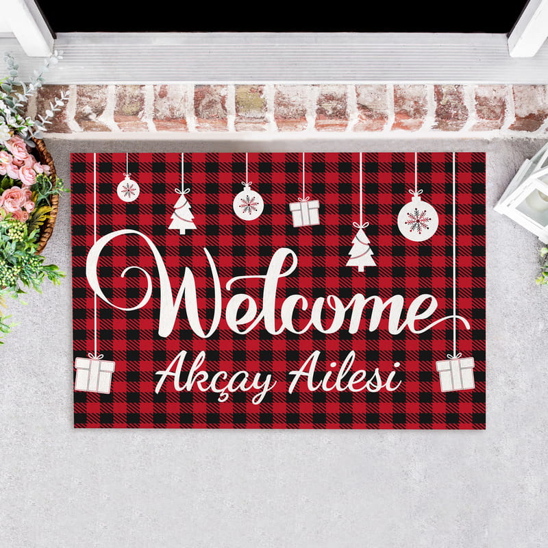 Aile İsmi Yazılı Welcome Kapı Önü Paspas