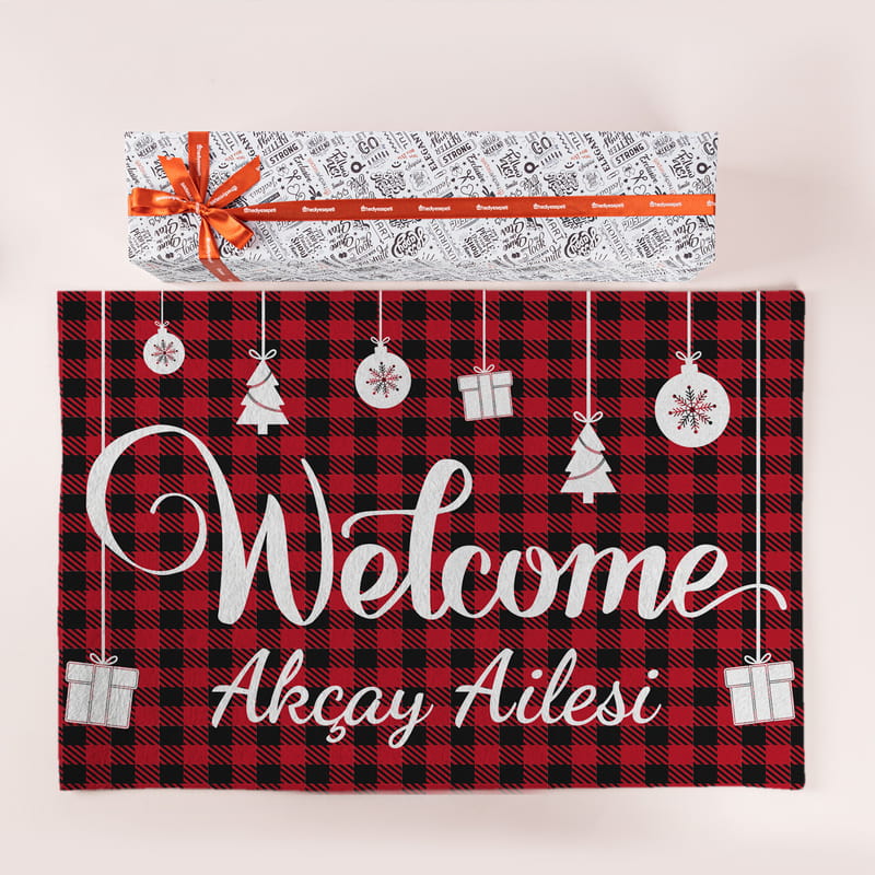 Aile İsmi Yazılı Welcome Kapı Önü Paspas