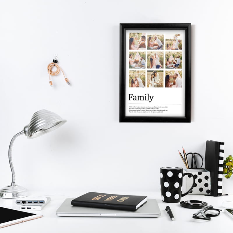 Aile Kelime Anlamlı Fotoğraf Baskılı Çerçeve