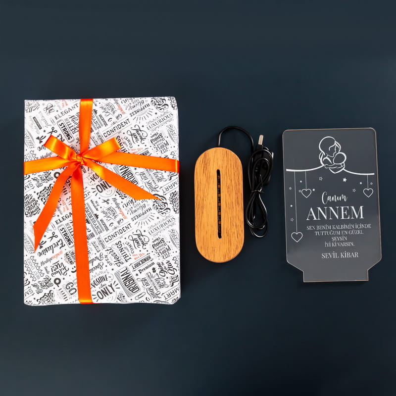 Anneler Günü Hediyesi Canım Annem Tasarımlı Dekoratif Led Lamba