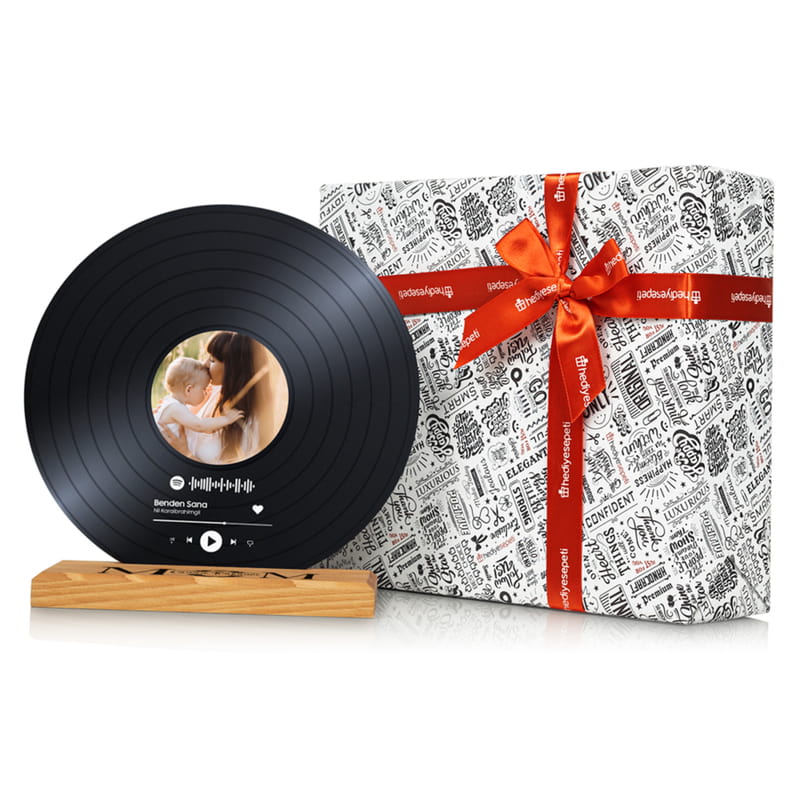 Anneye Hediye Masif Ahşap Kaideli Kişiye Özel Fotoğraflı Plak