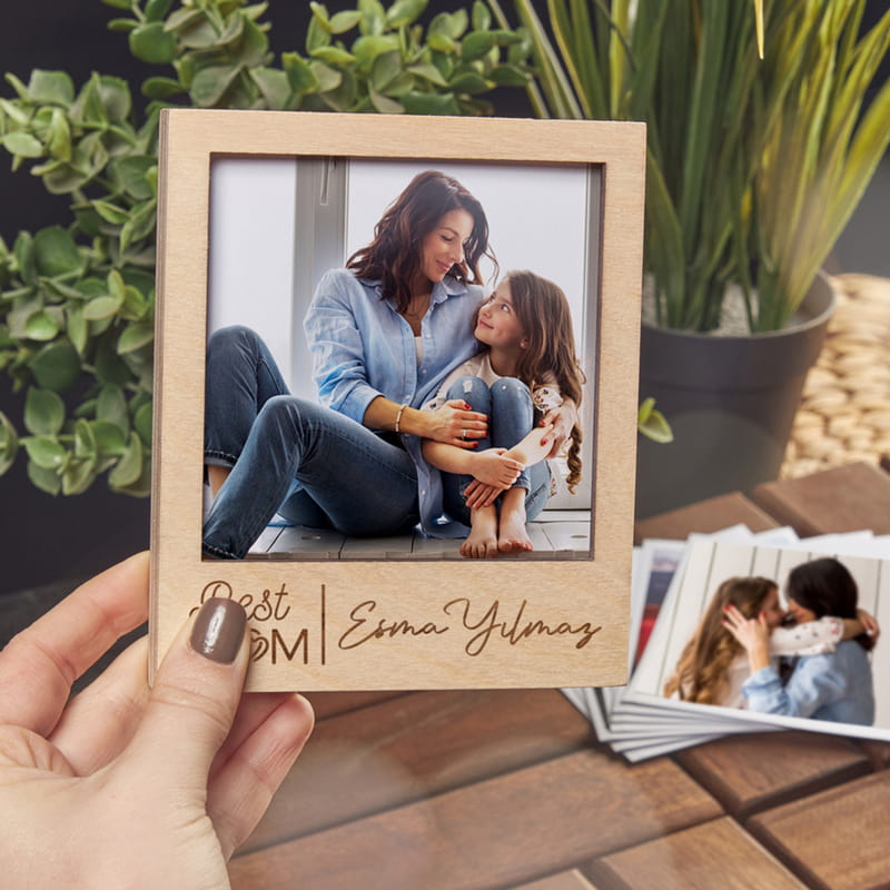 Anneye Hediye Pola Kartlı Ahşap Çerçeve