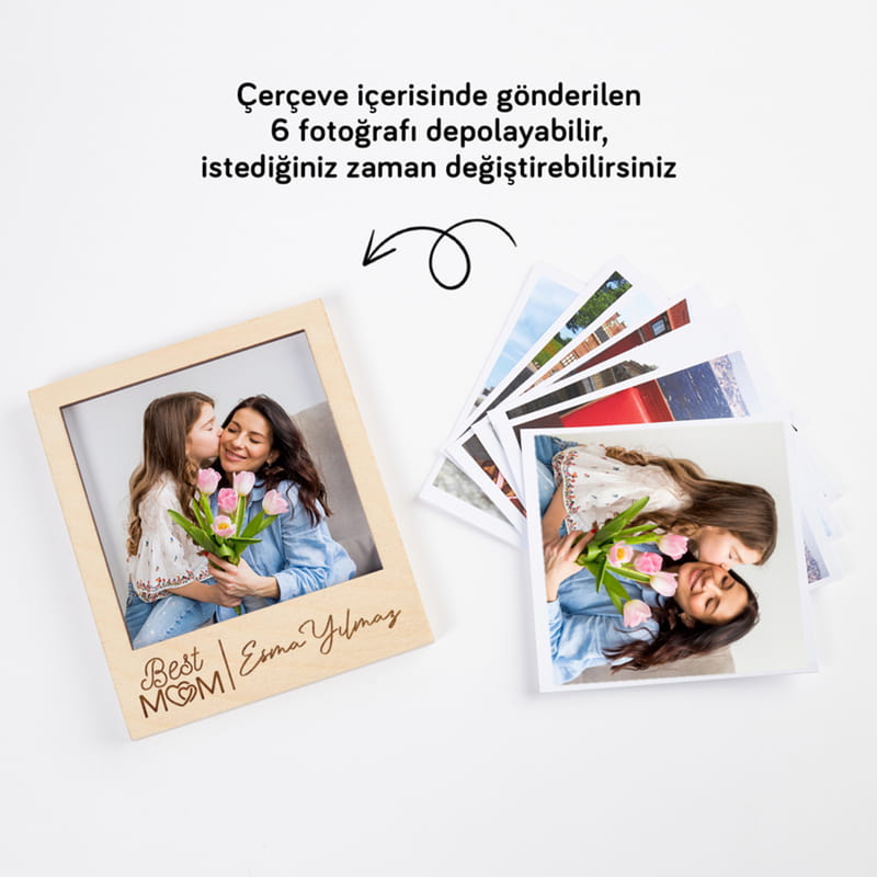 Anneye Hediye Pola Kartlı Ahşap Çerçeve