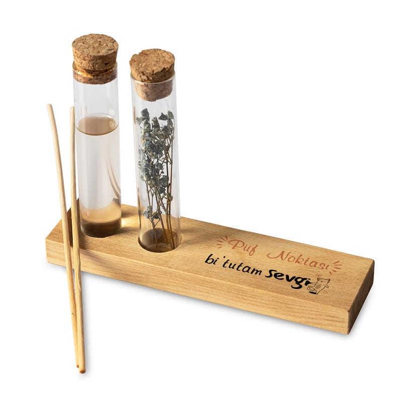 Eğlenceli Motto Tasarımlı Dekoratif Set - Bambu Oda Kokusu Şişesi