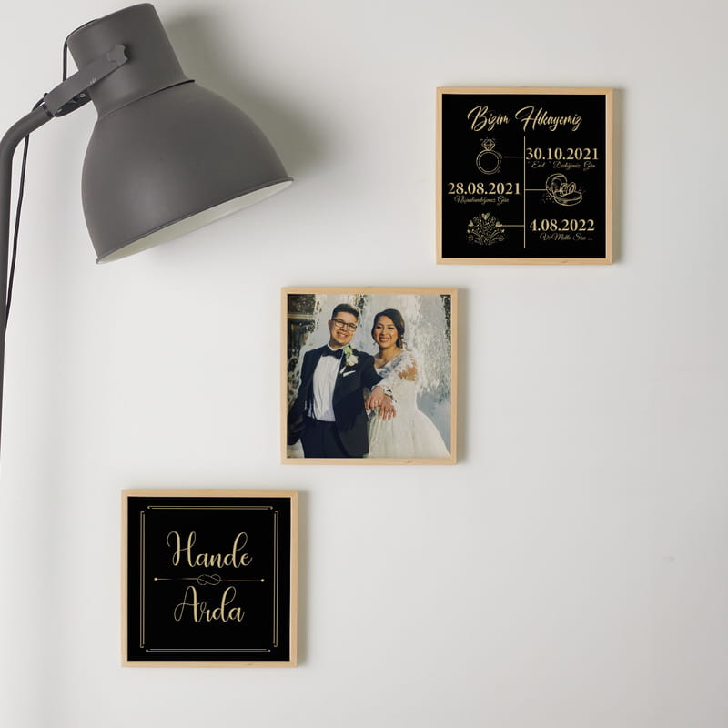 Eşe Hediye Unutulmaz Anlar Tasarımlı 3'lü Konsept Tablo Seti