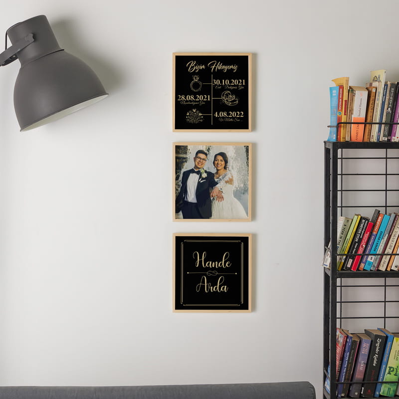 Eşe Hediye Unutulmaz Anlar Tasarımlı 3'lü Konsept Tablo Seti