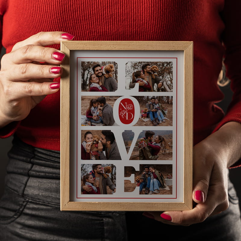 Fotoğraf Baskılı Love Tasarım Ahşap Dekoratif Led Lamba