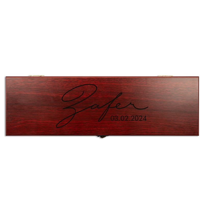 İmza Tasarımlı Arkadaşa Hediye Şarap Kutusu ve Aksesuar Seti