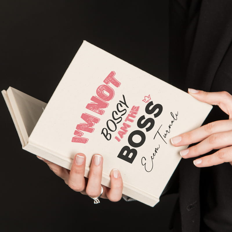 İsim Yazılı I am The Boss Tasarımlı Kanvas Defter