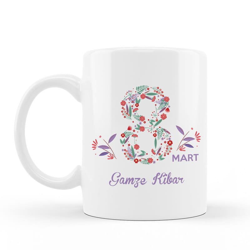 İsim Yazılı Minimal Çiçek Tasarımlı Kadınlar Gününe Özel Hediye Kutusu