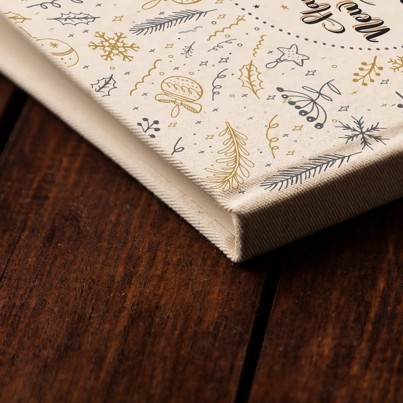 İsim Yazılı Yeni Yıl Tasarımlı Kanvas Defter