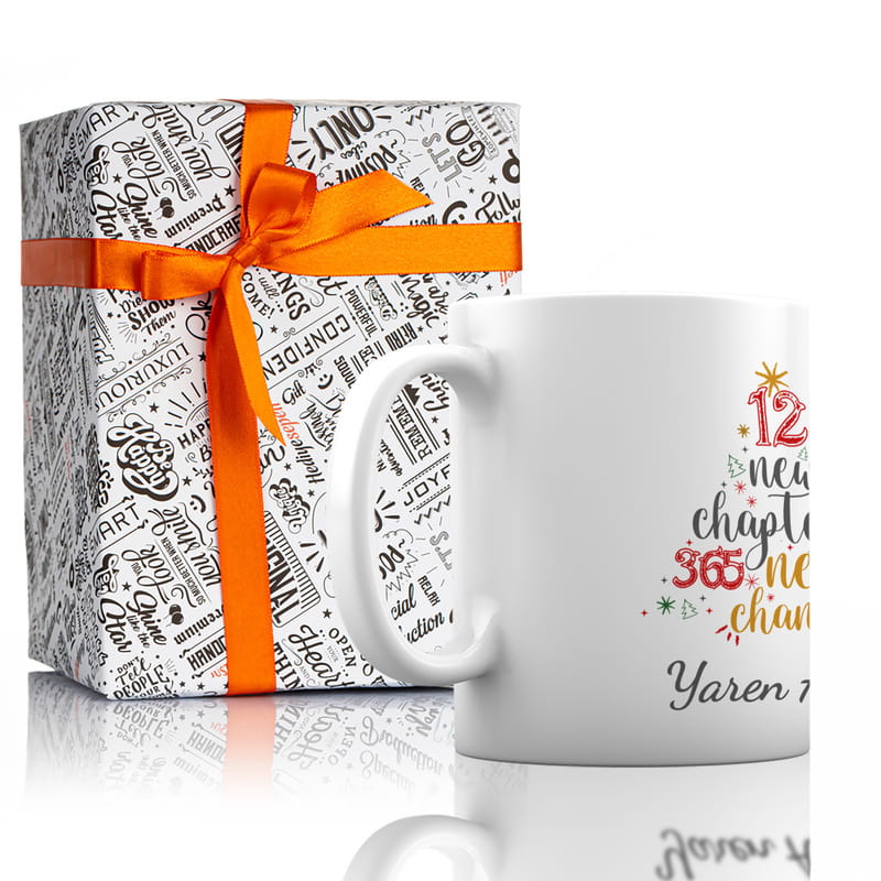 İsim Yazılı Yılbaşı Ağacı Tasarımlı Porselen Kupa