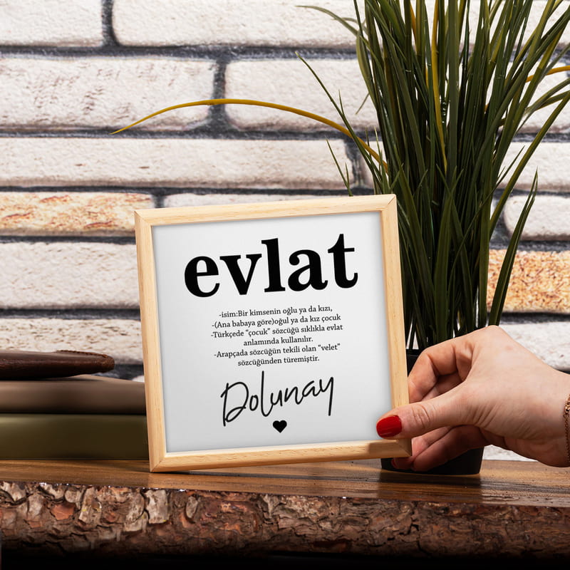 İsme Özel Baba-Anne-Evlat Tasarımlı 3'lü Konsept Mini Tablo Seti