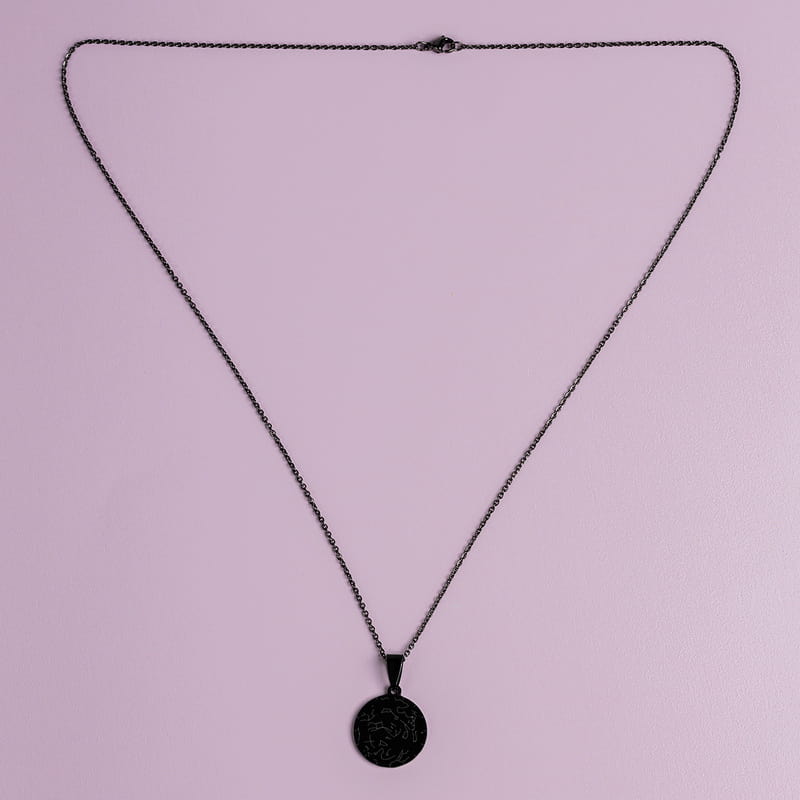 İsme Özel Gökyüzü Haritası Tasarımlı Kolye - Siyah İsimli Kolye