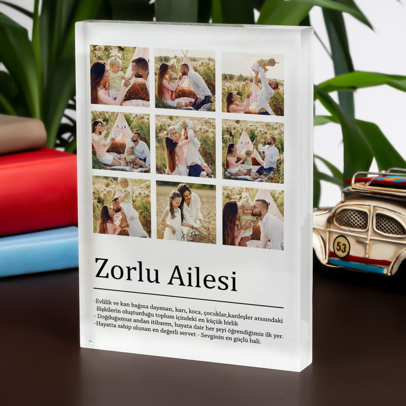 Kişiye Özel Aile Kelime Anlamlı Fotoğraf Baskılı Akrilik Fotoğraf Çerçevesi