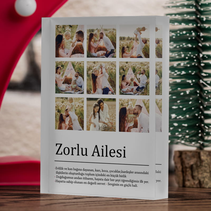 Kişiye Özel Aile Kelime Anlamlı Fotoğraf Baskılı Akrilik Fotoğraf Çerçevesi