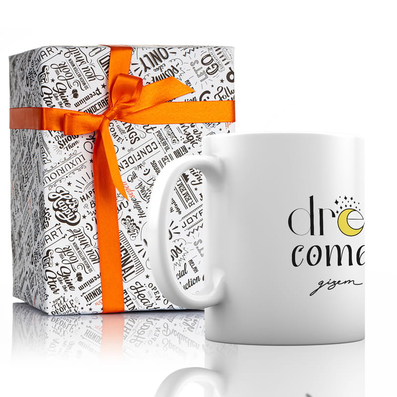 Kişiye Özel Dreams Come True Tasarımlı Porselen Kupa