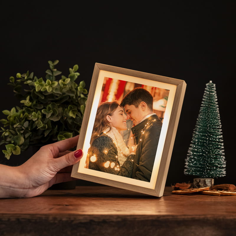 Kişiye Özel Fotoğraf Baskılı Ahşap Dekoratif Led Lamba