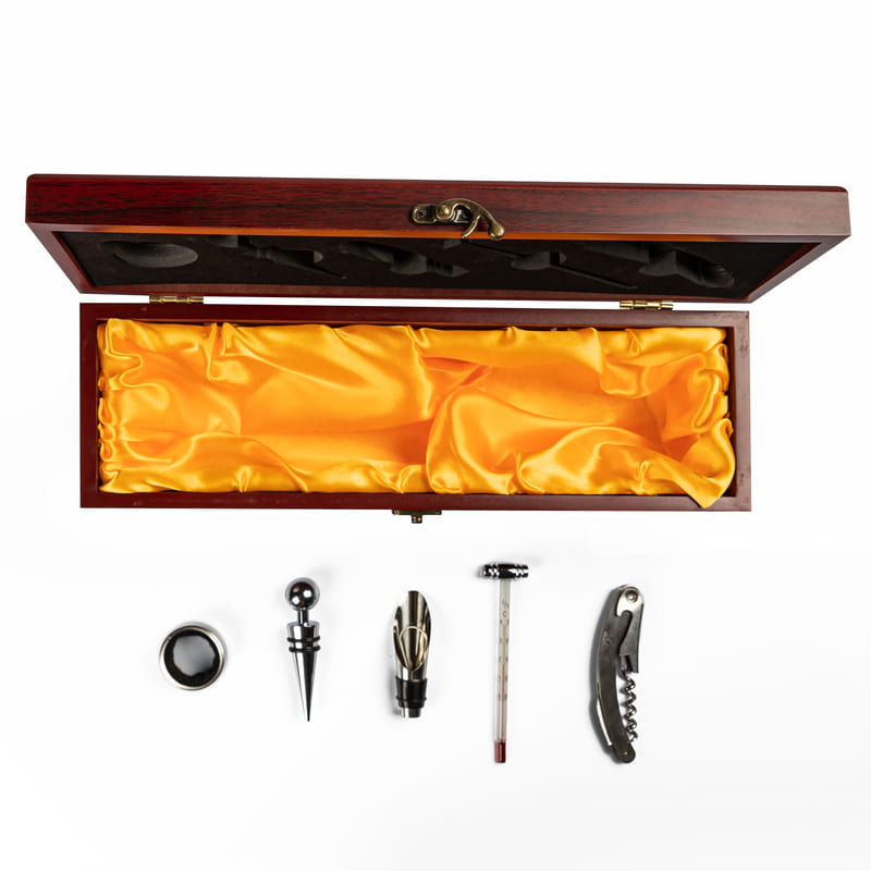 Kişiye Özel Hediye Ahşap Şarap Kutusu ve Aksesuar Seti