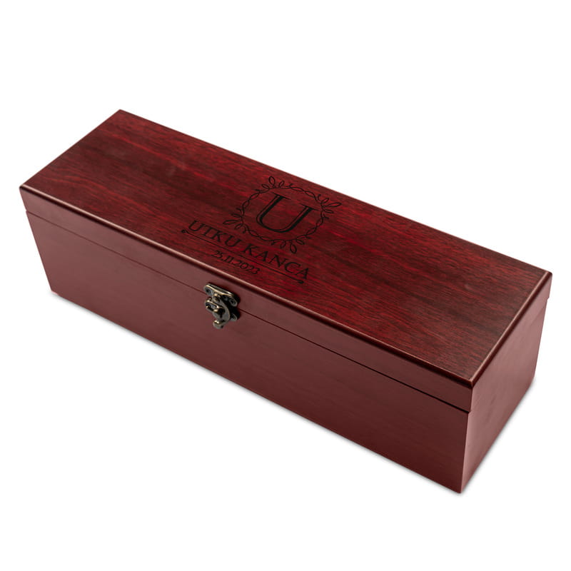 Kişiye Özel Hediye Ahşap Şarap Kutusu ve Aksesuar Seti