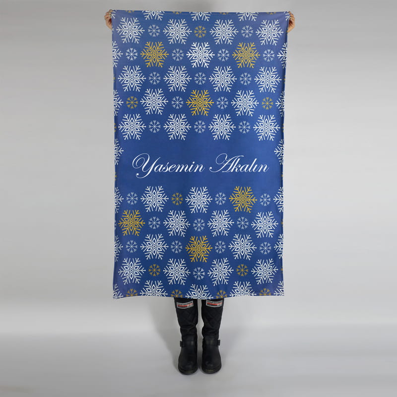 Kişiye Özel Kar Tanesi Tasarımlı Unisex Tv Battaniyesi - Tek Kişilik Battaniye
