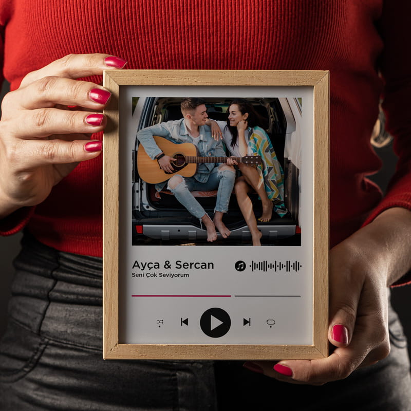 Kişiye Özel Spotify Tasarımlı Fotoğraf Baskılı Ahşap Led Lamba