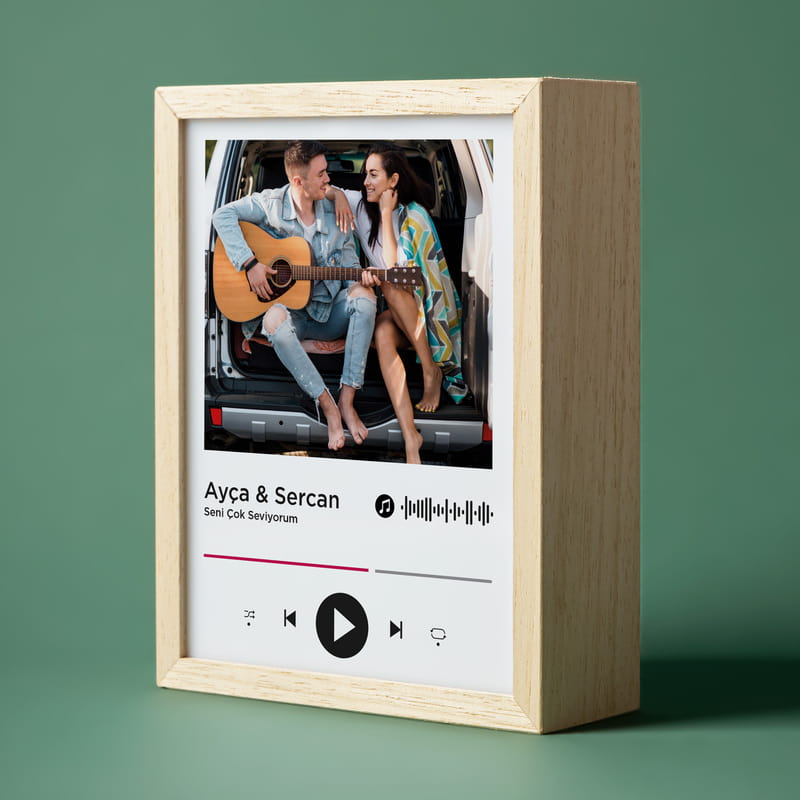 Kişiye Özel Spotify Tasarımlı Fotoğraf Baskılı Ahşap Led Lamba
