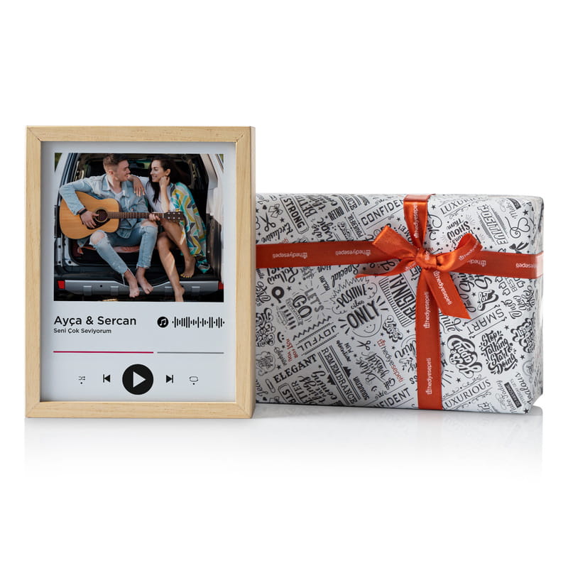 Kişiye Özel Spotify Tasarımlı Fotoğraf Baskılı Ahşap Led Lamba