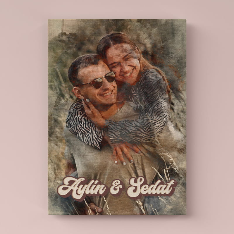 Kişiye Özel Suluboya Efekt Tasarımlı Dekoratif Kanvas Tablo 40x60