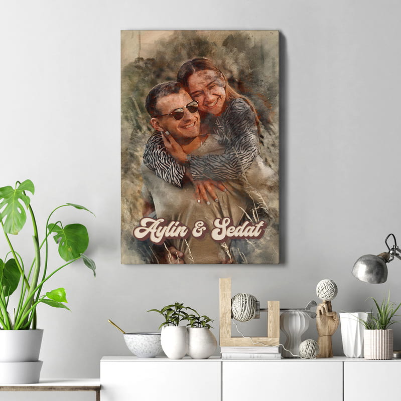 Kişiye Özel Suluboya Efekt Tasarımlı Dekoratif Kanvas Tablo 40x60