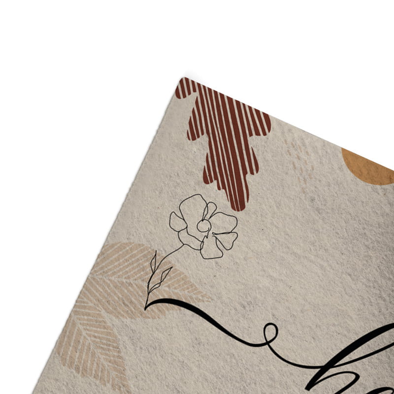 Kişiye Özel Yaprak Desenli Hello Yazılı Kapı Önü Paspas