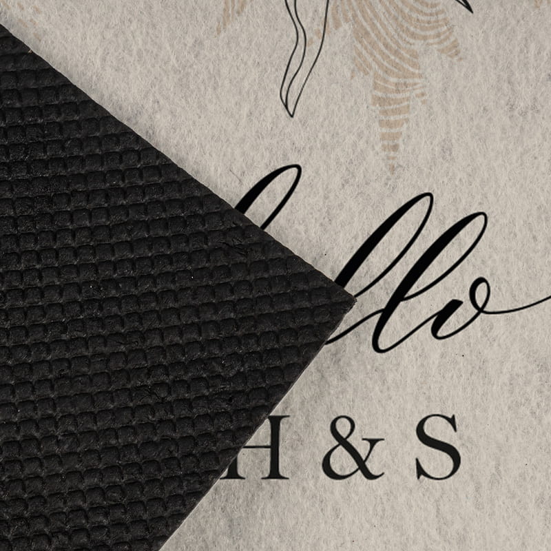 Kişiye Özel Yaprak Desenli Hello Yazılı Kapı Önü Paspas