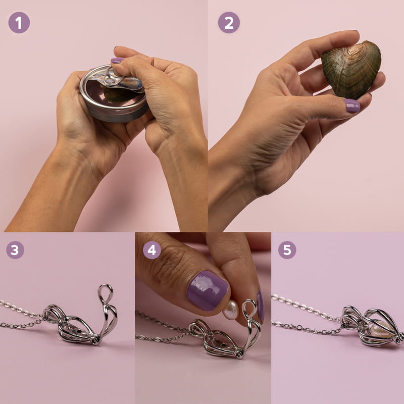 Sevgiliye Doğum Günü Mesajlı İstiridye Kolye - Ahşap Kutulu Gerçek İnci Kolye Seti