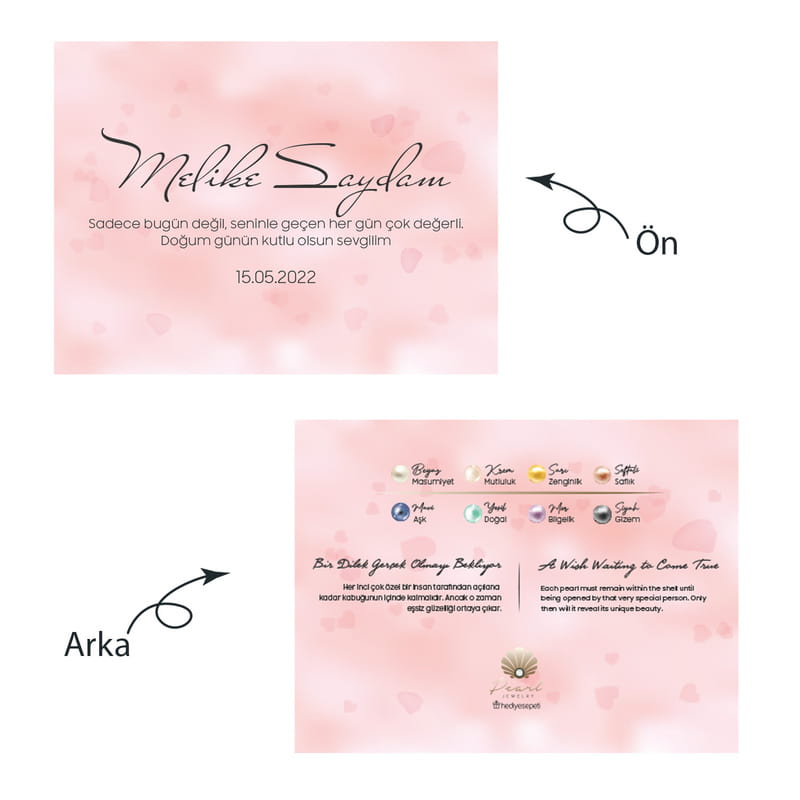 Sevgiliye Doğum Günü Mesajlı İstiridye Kolye - Ahşap Kutulu Gerçek İnci Kolye Seti