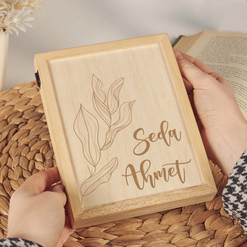 Sevgiliye Hediye Ahşap Çerçeve - Fotoğraflı Ahşap Hediye Kutusu