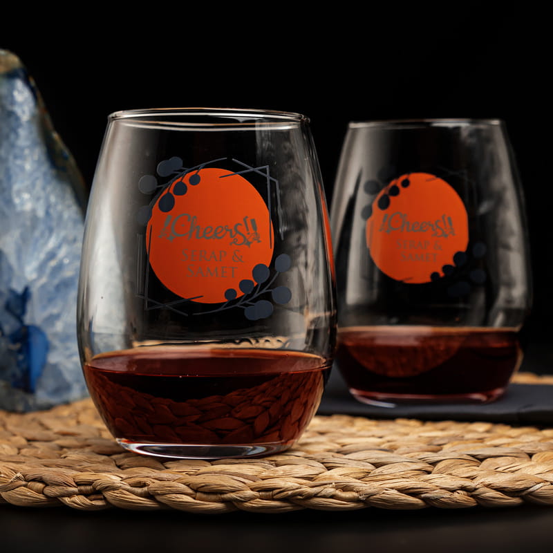 Sevgiliye Hediye Cheers Tasarımlı İsim Yazılı 2'li Kadeh Seti