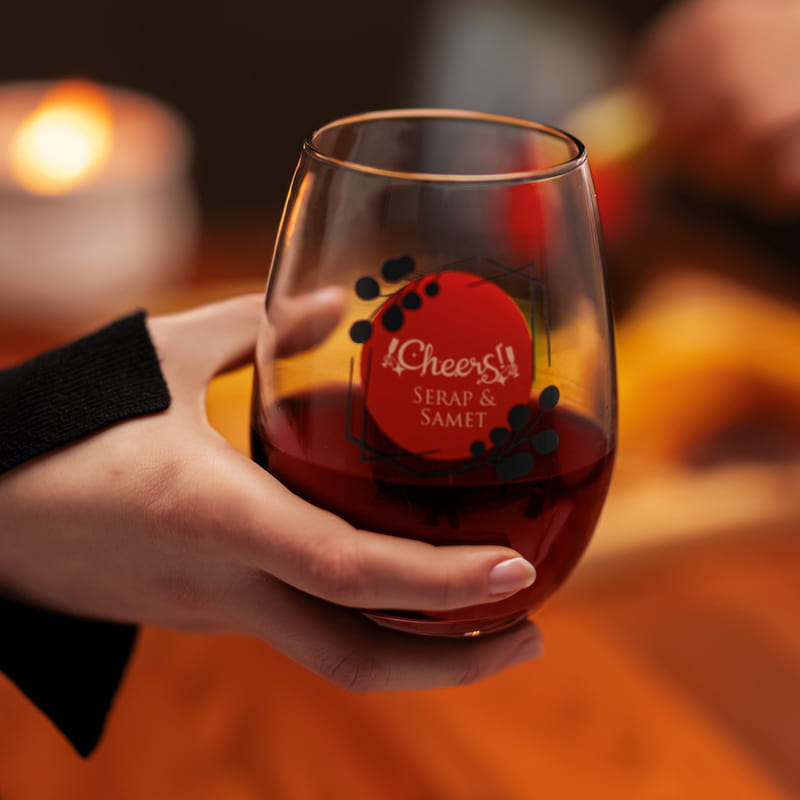 Sevgiliye Hediye Cheers Tasarımlı İsim Yazılı 2'li Kadeh Seti