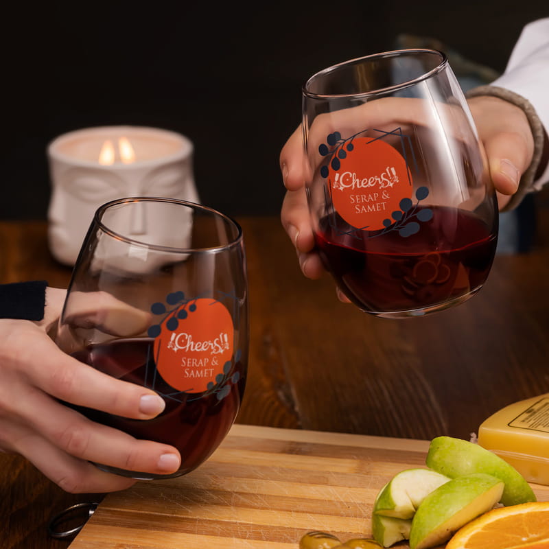 Sevgiliye Hediye Cheers Tasarımlı İsim Yazılı 2'li Kadeh Seti