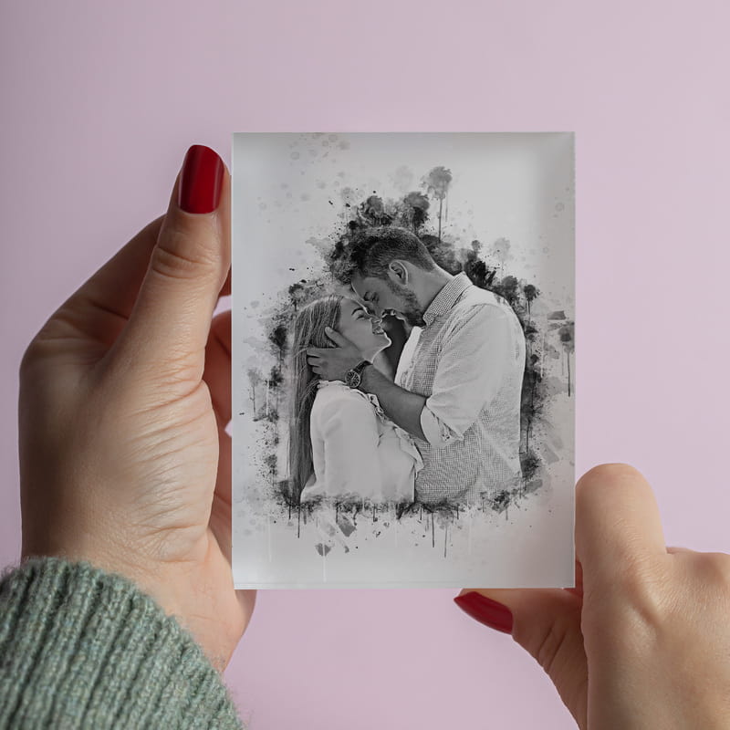 Sevgiliye Hediye Karakalem Tasarımlı Akrilik Çerçeve