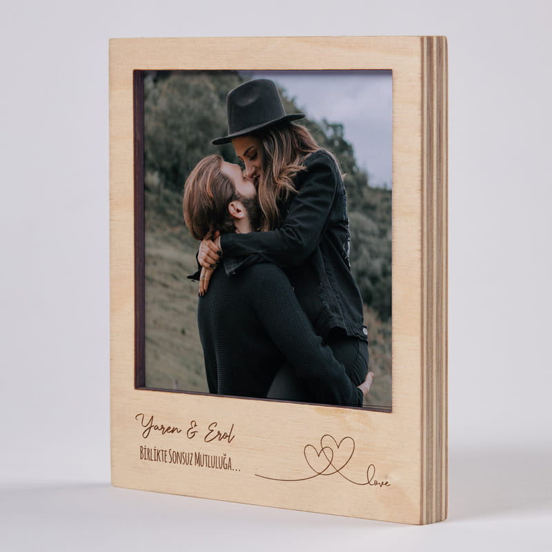 Sevgiliye Hediye Pola Kartlı Ahşap Çerçeve